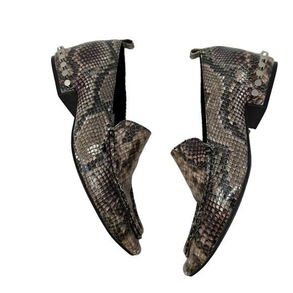 Jeffrey Campbell Barnett Snakeskin Embossed Studded Loafers Size 7 - Picture 6 of 9
